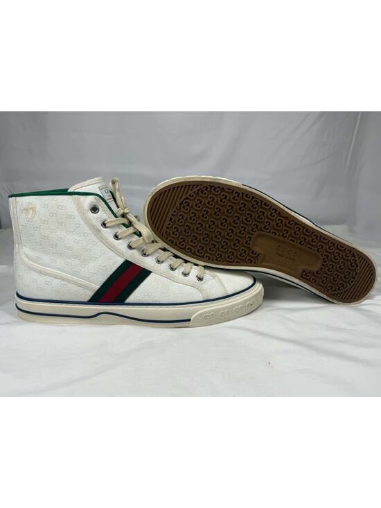 Men\'s Size 11.5 Gucci Tennis 1977 White GG Canvas Web Hight Top SPB-JB 366629 main image 5
